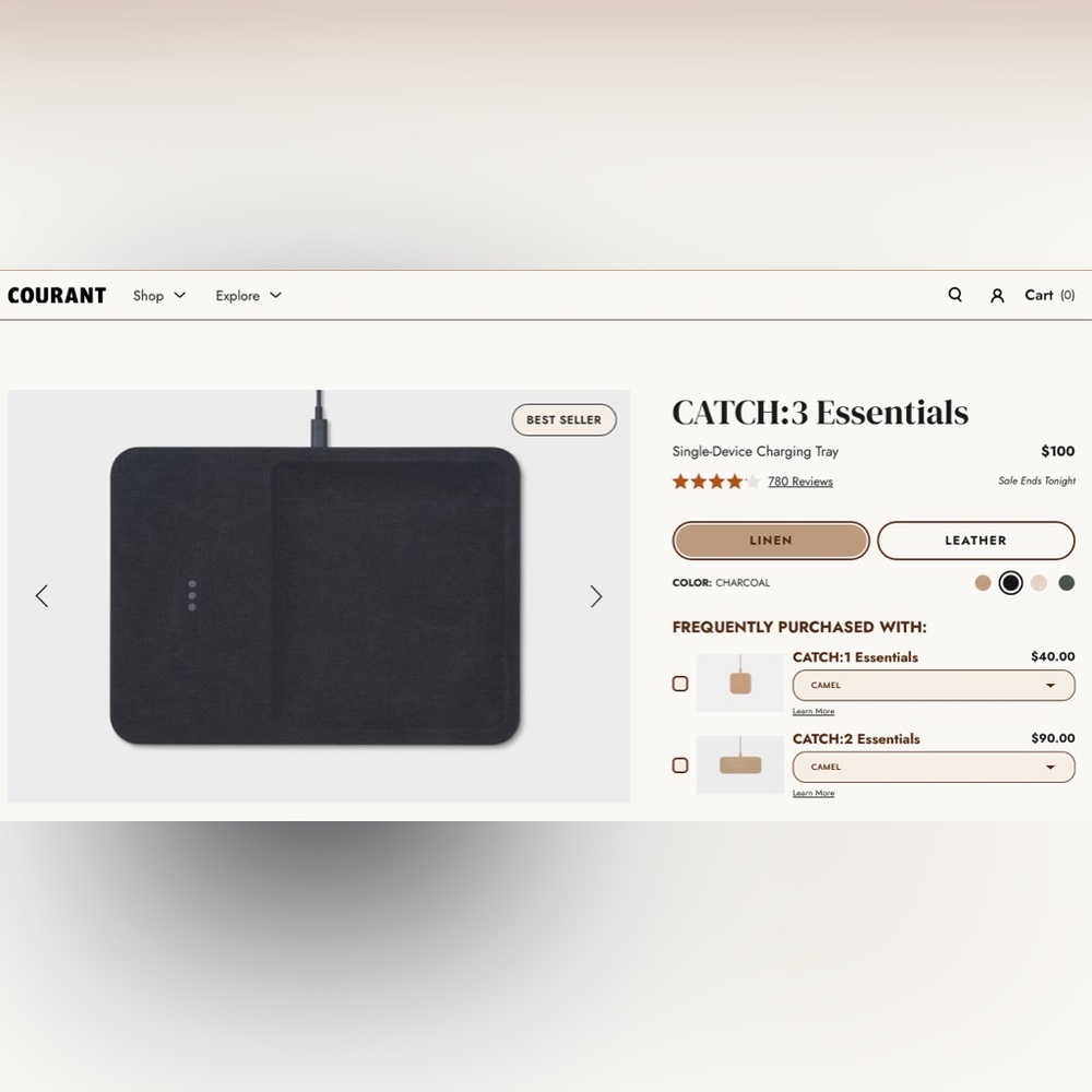 Courant charging tray